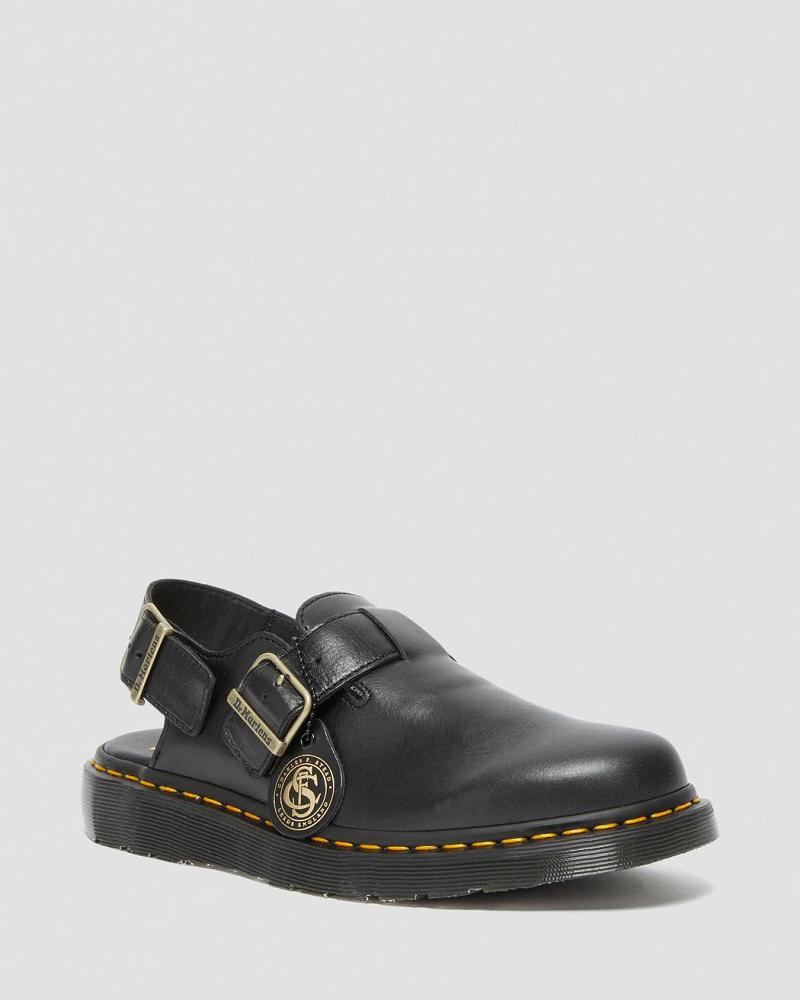 Sandalias Con Tiras Dr Martens Jorge Made in England Cuero Slingbacks Hombre Negros | MX 168QMA